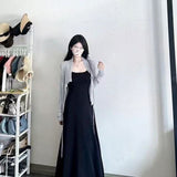2025 New French Black Sling Dress Women Summer Small Seaside Temperament Slim Dress