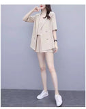 Large-Size Women's Summer New Meat-Covery Temperament Sling Suit Suit Jacket With Thin Shorts Three-Piece Set