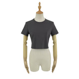 Round Collar Short-Sleeved T-Shirt Slimming With High-Waisted Umbilical Short Top