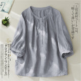 Real Shooting 2026 Summer New Half-Open Collar Collar Short-Sleeved Cotton Shirt Loose Middle-Sleeved Shirt Pure Color
