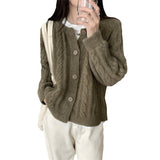 KANING Loose Knitted Cardigan Women 2026 Autumn And Winter New Korean Version Of The Round-Neck Sweater Outside
