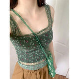 Summer Thin Flower Sexy Micro-Permeable Mesh Sling Sling Female Korean Version Pure Lusty Design Sense Slime On The Tide