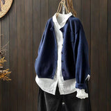 High-End Knitted Cardigan Coat Women's Autumn Dress New Retro Art Relaxed Leisure Long-Sleeved Sweater Coat