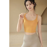 Beauty Back Sleeveless With Chest Cushion Yoga Suit Sling Vest Summer 2025 New Leisure Sports Fitness Top