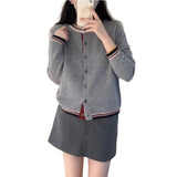 KANING British Collar Knitted Cardigan Women 2026 Autumn New Loose Thin Blouse Sweater Outside