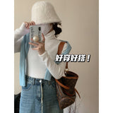 KANING Solid Color Pile Sweater Bottom Shirt 2026 Autumn And Winter New Sweet Wind Clear Pure Knitted Girl