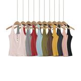 Pure Hot Girl Shell Buckle Neck Vest Button Repair Vest Vest Blouse Summer Women's Clothing