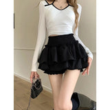 Women's Clothing 2025 New Summer Ballet Style High Waist Thin Design Sweet And Spicy Cake Ponmp Short Skirt