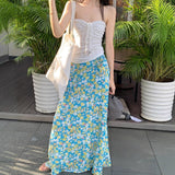 Rope-Smeared Waistcoat Female + Blue Broken Flower Skirt Summer New Seaside Holiday Style Two Sets