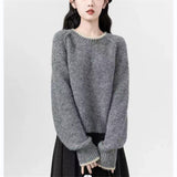 KANING Round-Neck Collared Knitted Shirt Women 2026 Autumn And Winter New Korean Version Of The Design Feeling Long-Sleeved Sweater Top