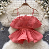 Holiday Wind Sling Dress Women's Clothing Ins Wearing A Niche Pressured Folding Lobite Side To Close The Waist Hottie Shirt