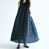 2026 Summer New Cotton Tsets Skirt Bra Splicing Wood Earless Sleeveless Dress