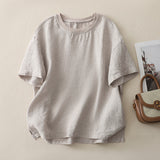 Real Shooting 2026 New Retro Dunshi Literary Top Women Splicing Thread Round-Neck Short-Sleeve Shirt Casual Jacket
