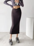 Ins Babes V-Sistered Fork Dress Girl Autumn New Personality Pit Knitted Hip Skirt Half-Dress Skirt