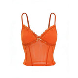 Sexy Hottie Lace Pink Sling Vest Woman Spring New Slimming Short Korean Version Of The Top Tide