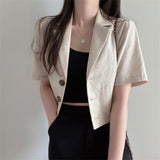 Korean Version Of The Solid Color Short-Sleeved Cotton T-Shirt Woman 2026 Spring And Summer New Leisure Temperament Short Suit Jacket