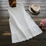 2026 New Summer Korean Version Of The Original Single-Round Embroidered Lace Sling White Loose Cotton Vest Bottom Woman