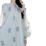 Original Embroidery Heavy Industry Lantern Sleeve Long Sleeves Fat Dress 2026 Spring And Summer New Long Dress