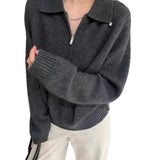 Kaning Lazy Half Zippered Knitted Women 2026 Autumn Winter New Polo Collar Jumper Sweater