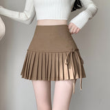 Black T-Shirted With 100-Folded Half-Dress Woman 2025 Autumn New Thin High-Waisted Small Word Short Skirt