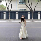 Chinese Wind Summer Mesh Splicing Sling Dress Women Waist Retro Ink Large Skirt Dress