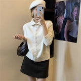 KANING Gentle Wind And High-Collar Soft-Collared Sweater Women 2026 Autumn And Winter New Korean Buckle Knitted Open Shirt