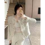 French Famous Lady Coarse Flowers, The Short Small Scented Coat Woman 2026 Spring And Autumn New Temperament Thin Open Shirt Top Woman