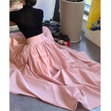 High-Grade Pink Half-Dress Woman Spring 2025 New High-Waist Hanging Sense A-Word 100-Fold Skirt Mid-Long Dress
