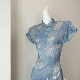 Beautifully Improved National Style Cheongsam Summer 2025 New Young Girl Summer Blue Dress New Chinese Elegant