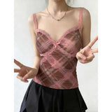 Fashiony Pink Lace Sling Vest Women's Summer New Body-Repair Shoulder-To-Shoulder Temperament