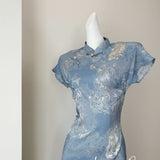 Beautifully Improved National Style Cheongsam Summer 2025 New Young Girl Summer Blue Dress New Chinese Elegant