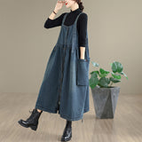 Autumn New Real-Drink Washing Denim Casual Large-Size With Dress Woman