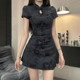 Summer New Chinese Style Buckle National Style Improved Version Of The Cheongsam Short Design Sense Of Small Wrinkle Repair Dress