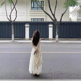 Chinese Wind Summer Mesh Splicing Sling Dress Women Waist Retro Ink Large Skirt Dress