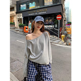 Zhang Jingyi Star With The Same Oblique Shoulder Short-Sleeved Female Open-Shoulder T-Shirt Summer Pure Hot Girl Loose Black Shoulder