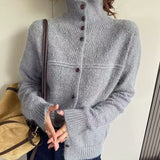 KANING Korean Languishing Collar Solid-Color Knitted Cardigan 2026 Autumn And Winter New Fashion Sweater Jacket