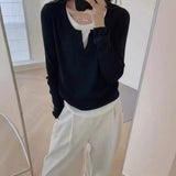 KANING Ramming Two-Piece Knitted Jersey Woman 2026 Autumn New Korean Design Sense Bottom Sweater Woman