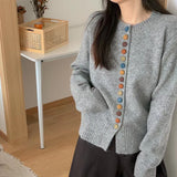 KANING Design Single Rehearsal Buckle Knitted Cardigan Women 2026 Autumn New High-End Sense Age-Retro-Altying Sweater Outside