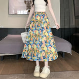 Summer New Art Design Ink Oil Painting Half-Body A Skirt In The Long Seven-Point Skirt