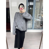 2025 Autumn And Winter New Thick Imitation Stinger Sweater Women Loose Languid Knitted Shirt