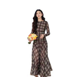 Large-Size French Vintage Glyt Gable Long Sleeve Dress Design Reliet Renovation Dress New Autumn