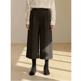 Autumn And Winter New Loose Waist This Skirts Loose Broad Leg Pants Wool Nine Trousers Hairs Thickening Thin