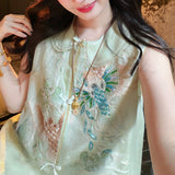 Cui Yu Heavy Industry Sang Silk New Chinese Vest Coat Women 2026 Summer New Thin Embroidery National Style Top