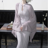[Porcelain Flower] New Chinese Retro Buckle Cheongsam Dress With Soft Knitted Cardigan Dress