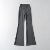 Spice Girls V Waist Design Casual Tight Flares Trousers High Waist Thin Fashion Casual Trousers