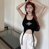 Fashion Design Print Sexy Sling Vest Women Summer New Hottie Style Slim Short Top Tide