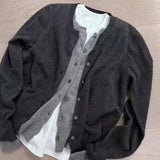 KN Fake Two Knitted Shirt Sweater Women 2026 New Autumn And Winter Round Collar Slimming Thin Women's Top