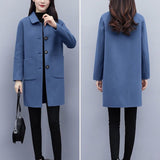 Autumn And Winter Korean Version Has Pocket Button Hair, Coat Female Large Size Loose Age Reduction Long Coat