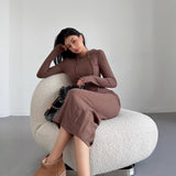 Pure Autumn And Winter Dress Femininity Bag Over The Knee Dress Babes Hooded Long Sleeves Long Skirt