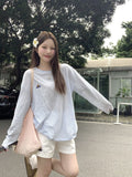 Casual Crash Striped T-Shirt Sunscreen 2026 Women's Spring And Autumn Niche Design With Thin Striped Long-Sleeved Top